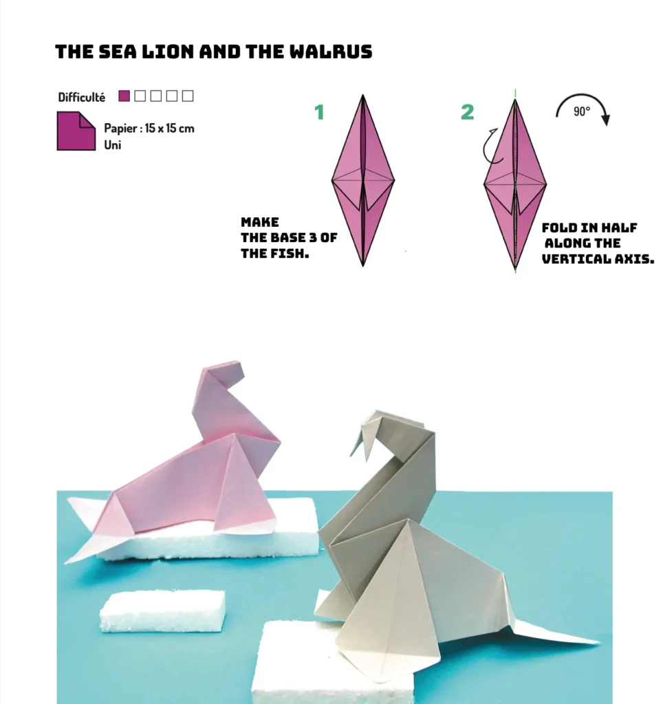 origami sea lion and walrus